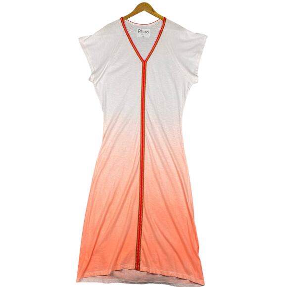 Pitusa Swim Coverup Maxi Dress Womens Size Small Inca Abaya Orange Pima Cotton - Picture 1 of 10
